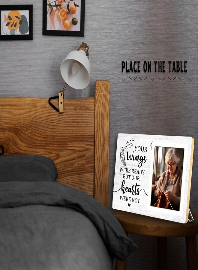KLYTINK Memorial Photo Frame, Sympathy Gift for Loss Loved Ones, in My Heart, in Loving Memory Wooden Picture Frame, Passed Away Condolence Gifts for Memorial Death Loss of Loved(White-Heart 4 x 6 Photo) - Image 4